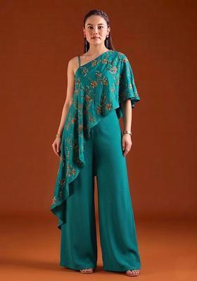 Dark Teal Embroidered Tissue Fusion Set