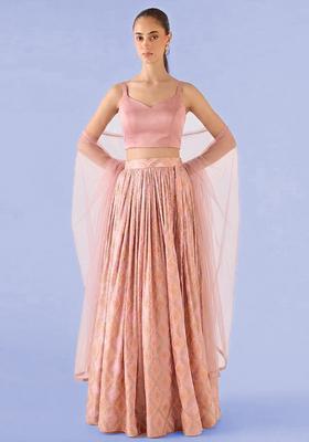 Light Peach Georgette Lehenga Set