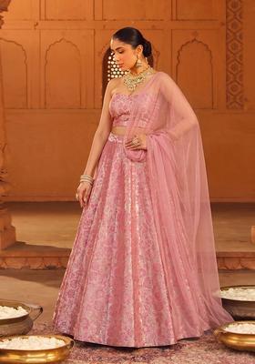 Pink Silk Blend Lehenga Set