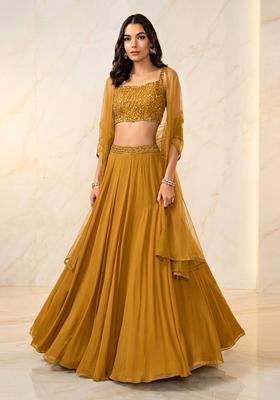 Yellow Embroidered Handwork Lehenga Set
