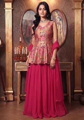 Rani Pink Silk Blend Lehenga Set