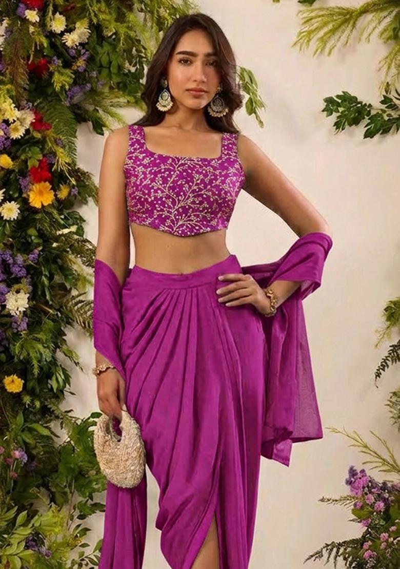 Magenta Brocade Fusion Set - Indya