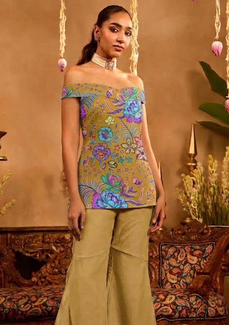 Multicolor Printed Chinon Fusion Set - Indya
