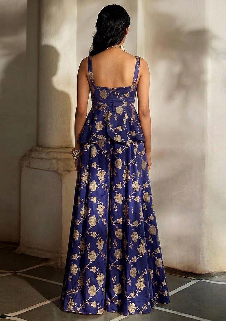 Violet Silk Blend Sharara Set - Indya