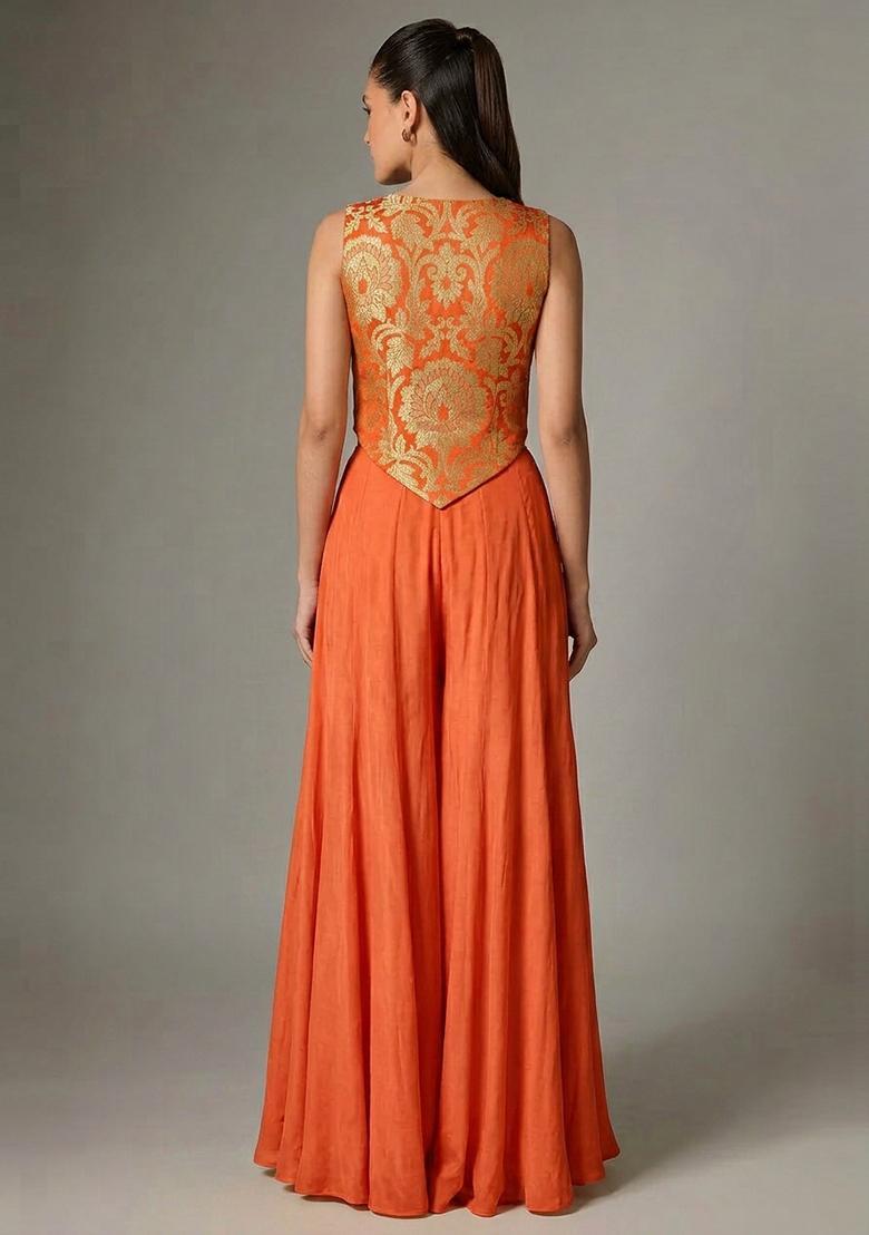 Orange Silk Blend Fusion Set - Indya