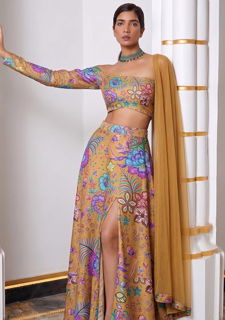 Multicolor Printed Chinon Lehenga Set - Indya