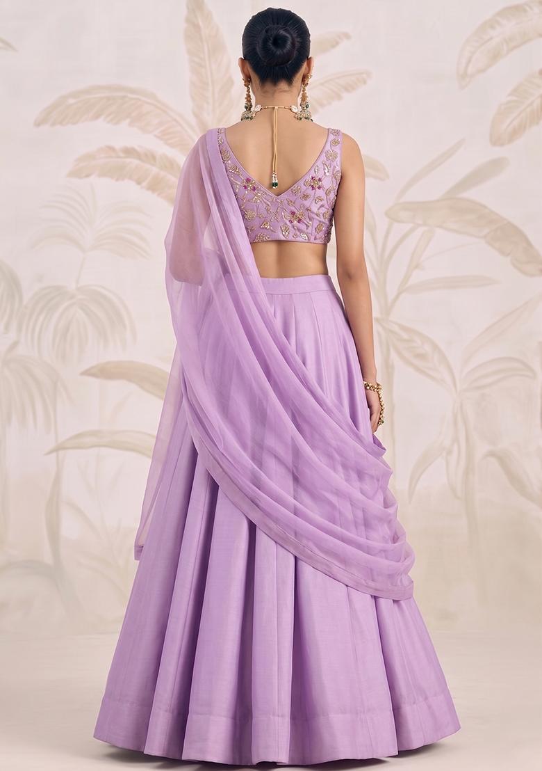 Lilac Zari Cosmos Lehenga Set - Indya