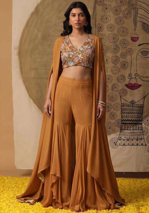 Rust Sequin Crepe Fusion Set
