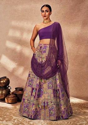 Purple Silk Blend Lehenga Set