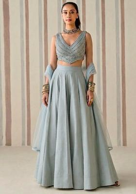 Light Blue Sequin Lehenga Set