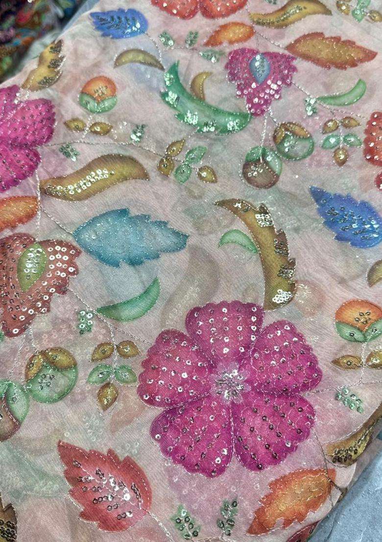 Peach Printed Fusion Set - Indya