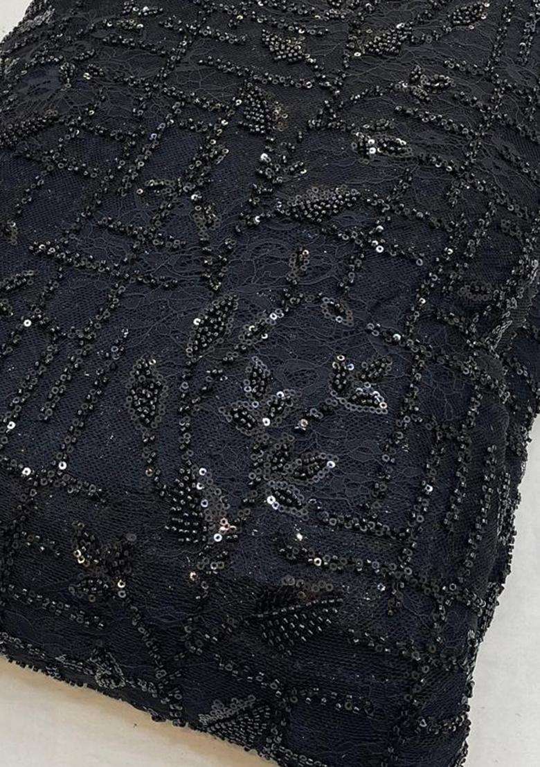 Jet Black Embellished Fusion Set - Indya