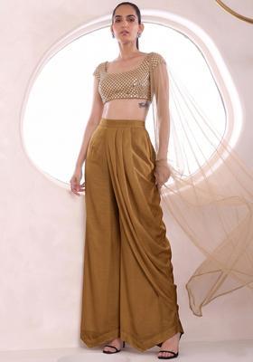 Antique Gold Embroidered Fusion Set