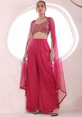 Magenta Pink Mirror Work Fusion Set