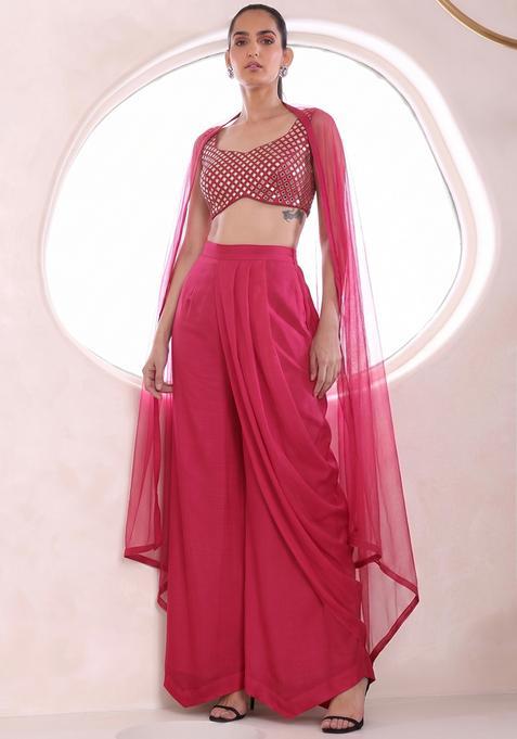 Magenta Pink Mirror Work Fusion Set