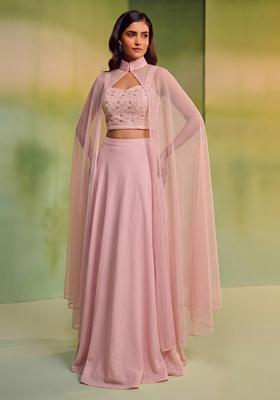 Pastel Pink Embroidered Lehenga Set