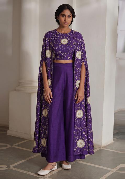 Violet Embroidered Fusion Set