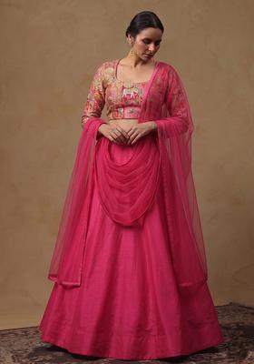 Rani Pink Silk Blend Lehenga Set