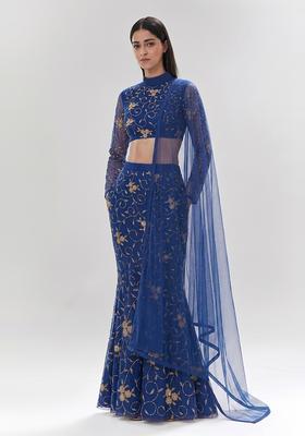 Royal Blue Embroidered Lehenga Set