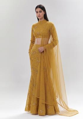 Mustard Yellow Embroidered Lehenga Set