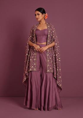 Mauve Embroidered Tissue Fusion Set