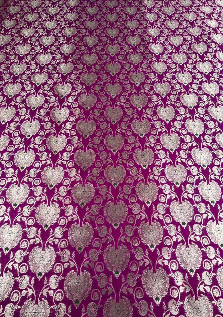 Magenta Zari Silk Blend Fusion Set - Indya