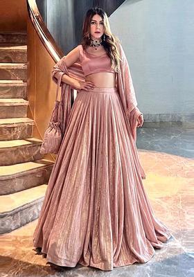 Pastel Pink Solid Georgette Lehenga Set