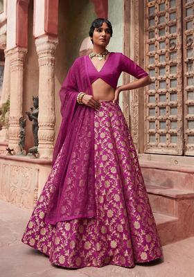 Magenta Pink Silk Blend Lehenga Set