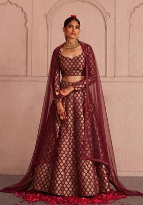 Maroon Silk Blend Lehenga Set