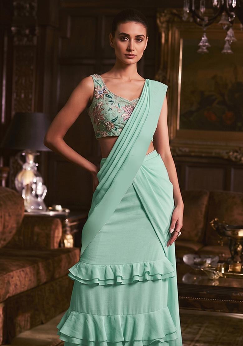 Mint Printed Tissue Fusion Set - Indya