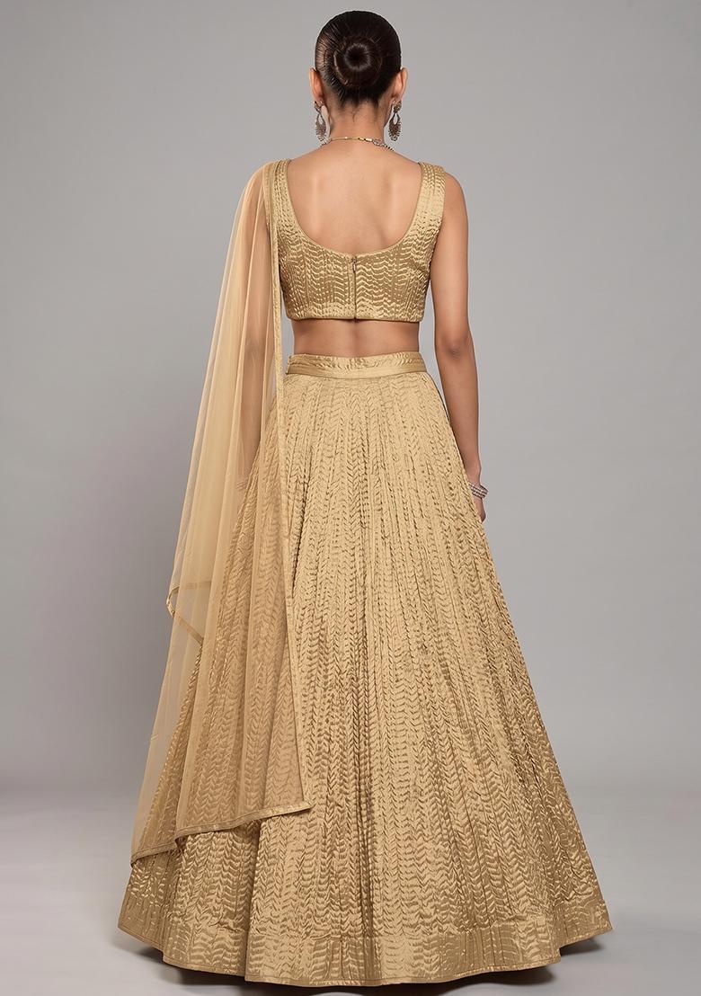 Gold Plated Organza Lehenga Set - Indya