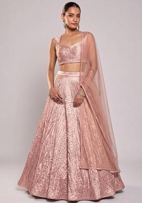 Pastel Pink Plated Organza Lehenga Set