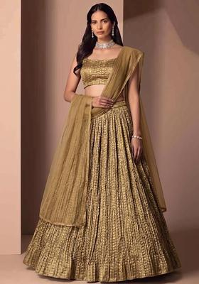 Gold Plated Organza Lehenga Set