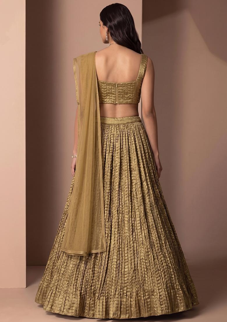 Gold Plated Organza Lehenga Set - Indya