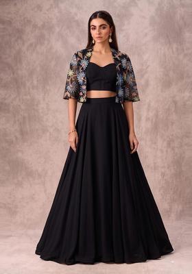 Black Sequin Tissue Lehenga Set