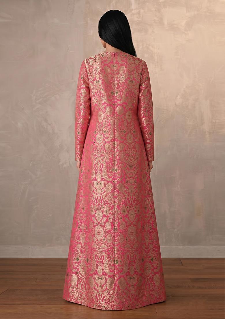 Pink Brocade Fusion Set - Indya