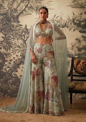 Off White Organza Fusion Set