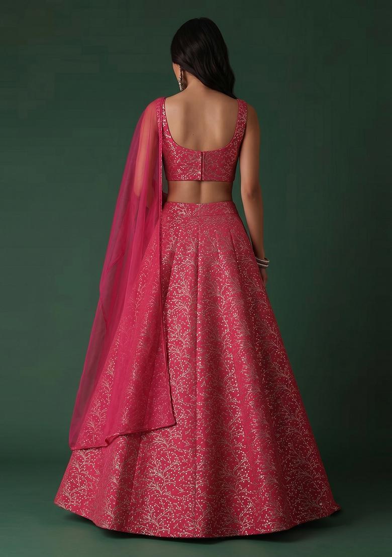 Rani Pink Brocade Lehenga Set - Indya