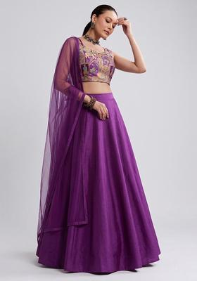 Purple Silk Blend Lehenga Set