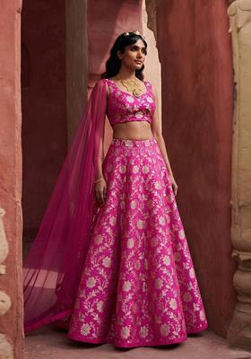 Pink Silk Blend Lehenga Set