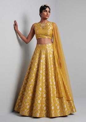Mustard Silk Blend Lehenga Set