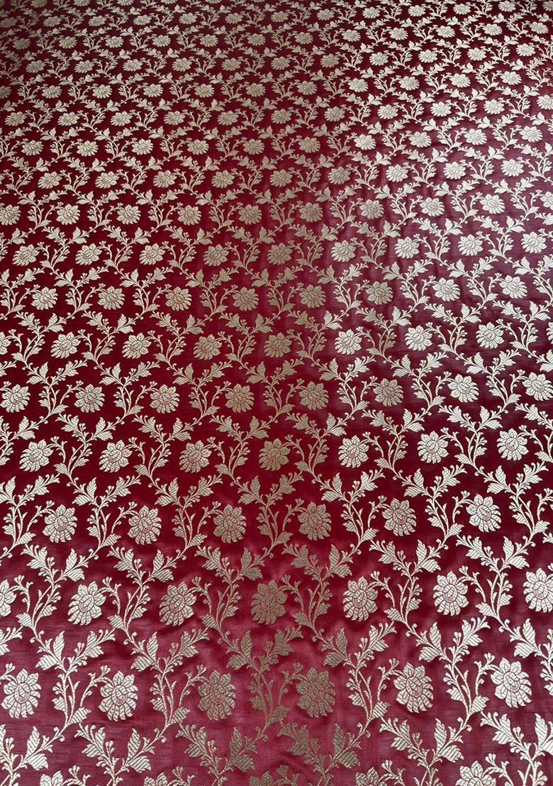 Crimson Red Silk Blend Lehenga Set - Indya