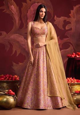 Pink Silk Blend Lehenga Set