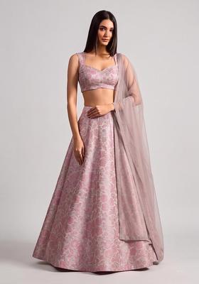 Dusty Pink Silk Blend Lehenga Set
