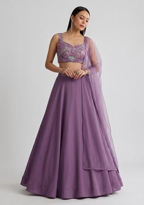 Lavender Sequin Crepe Lehenga Set