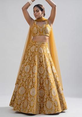 Mustard Silk Blend Lehenga Set