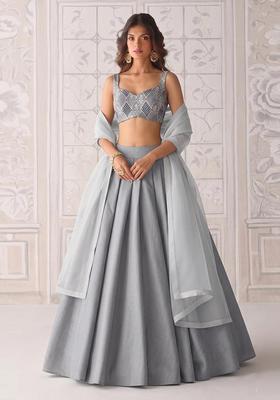 Grey Silk Blend Lehenga Set