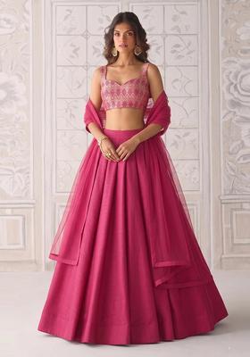 Magenta Silk Blend Lehenga Set