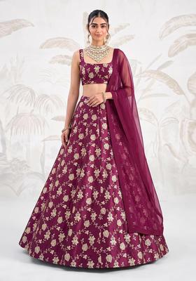 Deep Maroon Silk Blend Lehenga Set