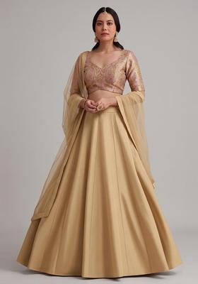 Gold Printed Lehenga Set